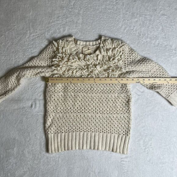 Far Away From Close Women's Crochet Angora Blend Sweater Shirt Size S Cream Boho - Picture 6 of 8